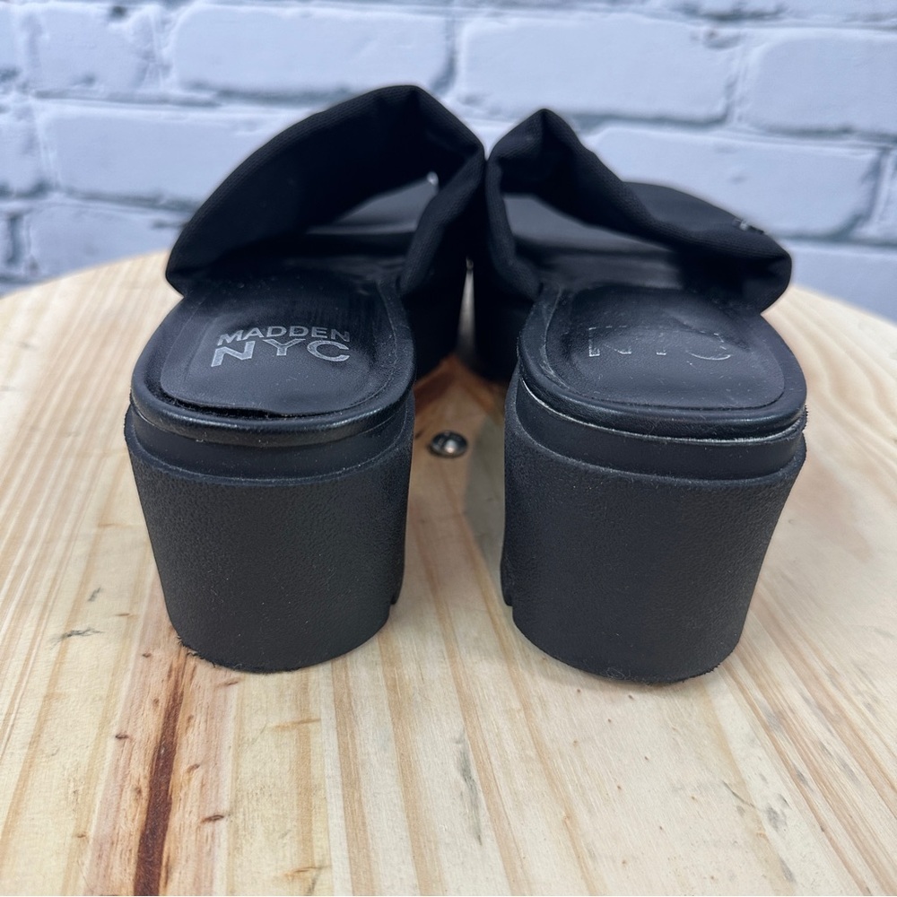 Madden NYC Chunky Platform Sandals Slide Womens Sz 9 Black Y2k 90s Style Slip On - Picture 3 of 10
